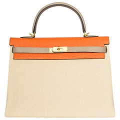 Hermes Special Order Tri-Colour Togo Leather 35cm Kelly Bag