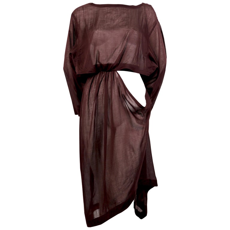 Azzedine Alaia sheer draped dress with cut out, 1980s at 1stdibs