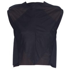 1990S Margiela Nylon Black Geometric Sheer Seamed Crop Top