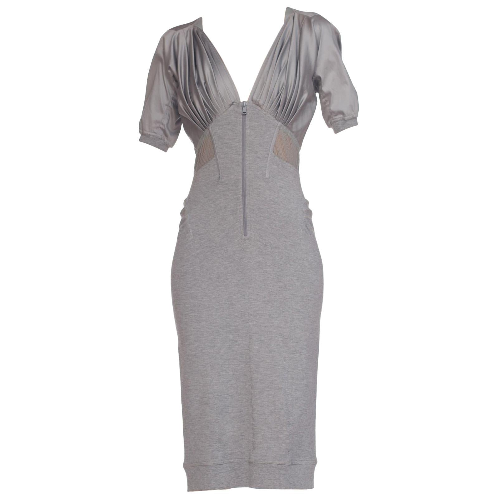 Donna Karan Collection Jersey & Net Boned Zipper Dress