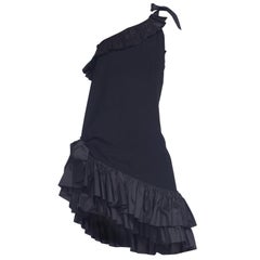 Yves Saint Laurent YSL 1980 black crepe and silk taffeta ruffles LIB