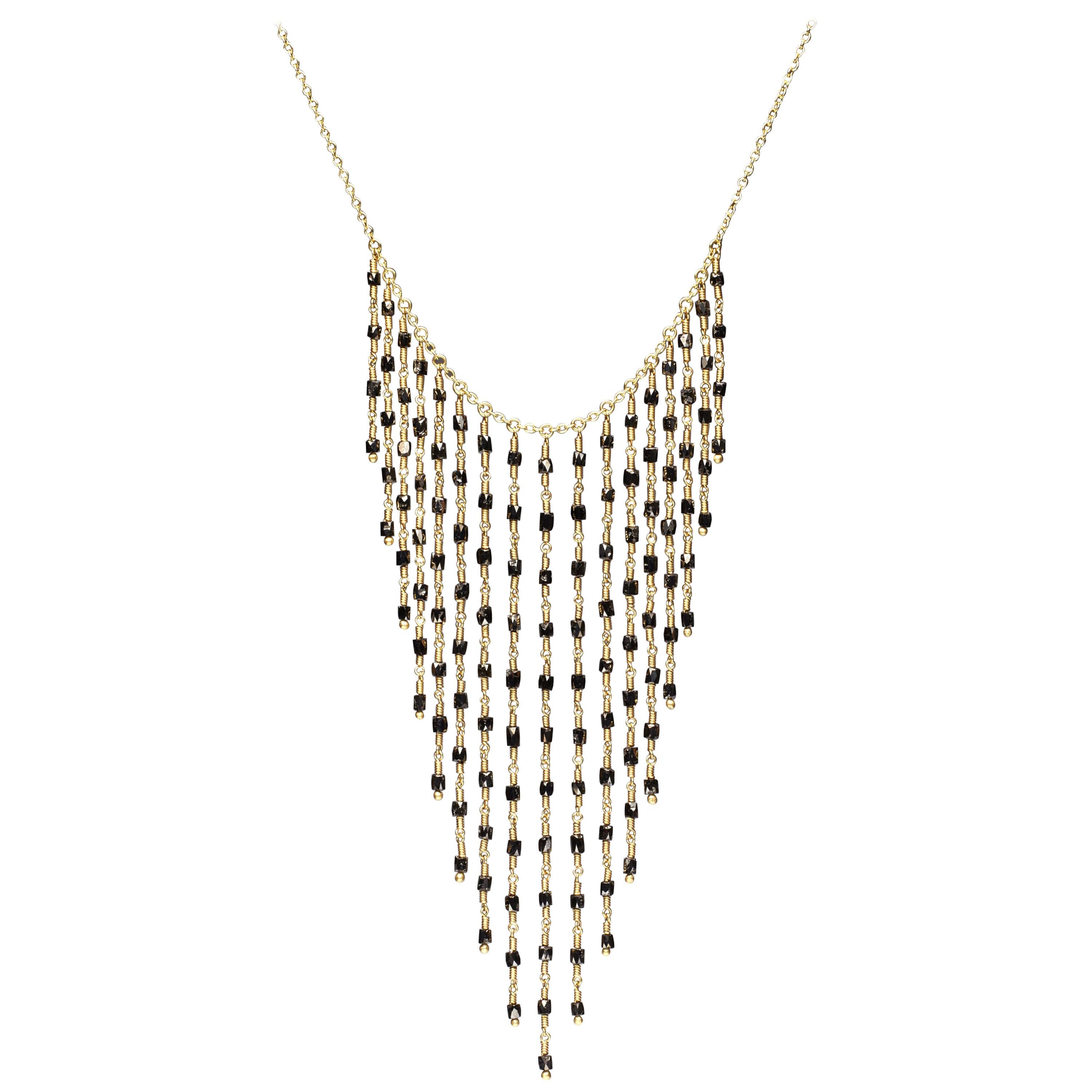 Black Diamond Bead 18K Gold Necklace By Christopher Phelan