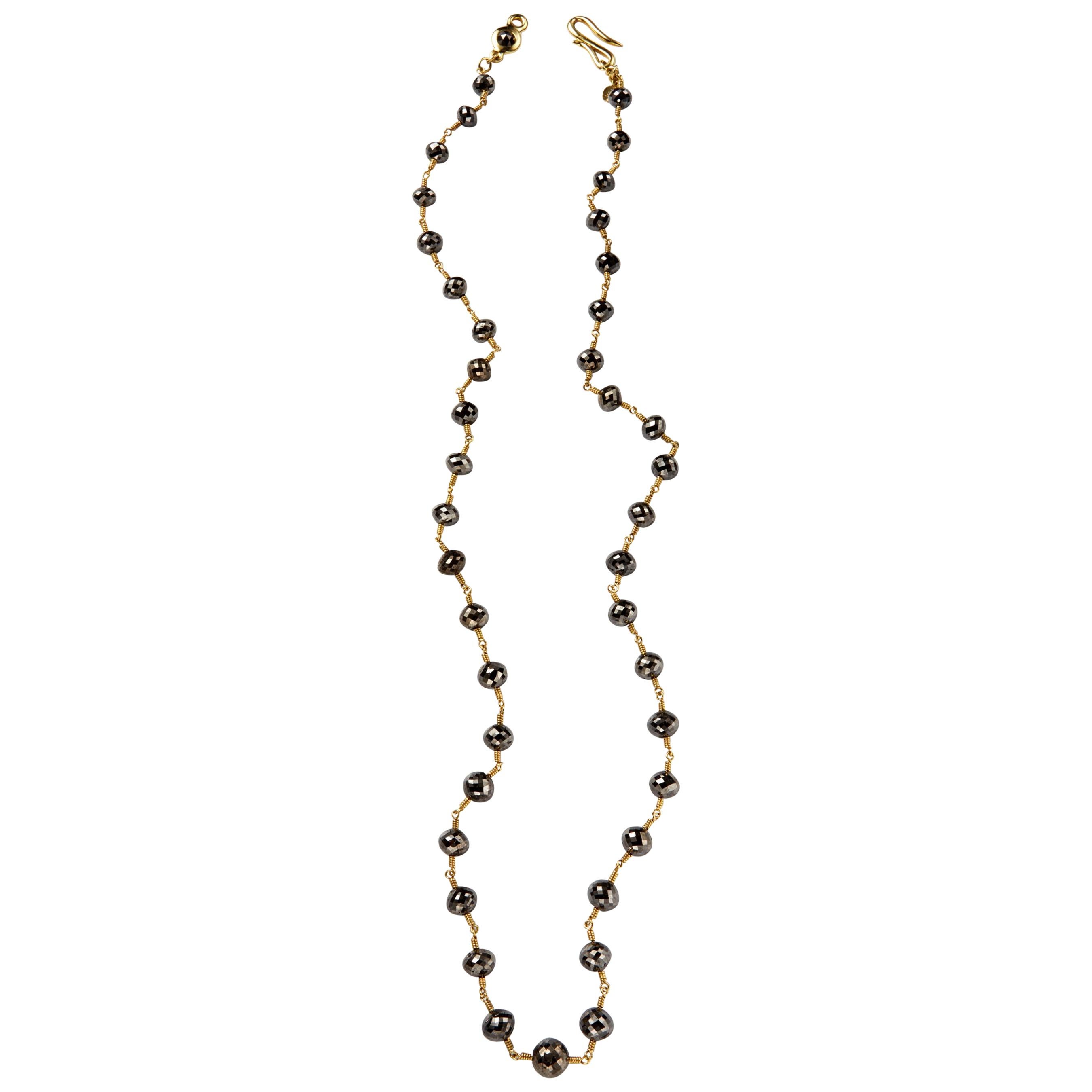 Faceted Black Diamond 18K Gold Necklace By Christopher Phelan