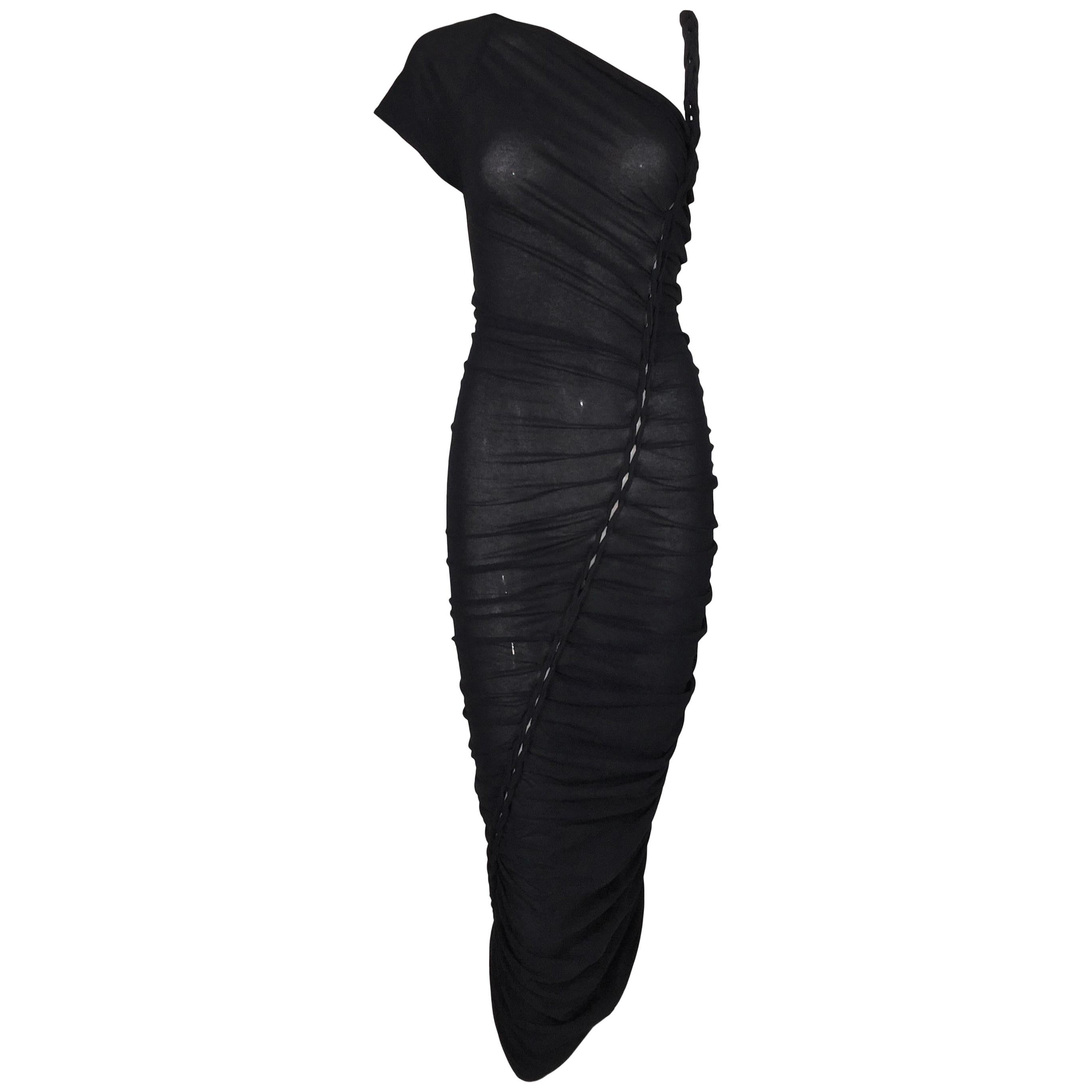 Jean Paul Gaultier Sheer Black Pin-Up Wiggle Dress, 2000s 