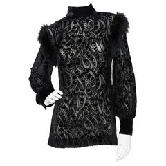 A 1970s Yves Saint Laurent Rive Gauche Burnt Silk Velvet Blouse