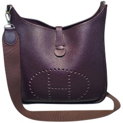 Hermes Raisin Purple Evelyne GM III Clemence Leather Shoulder Bag