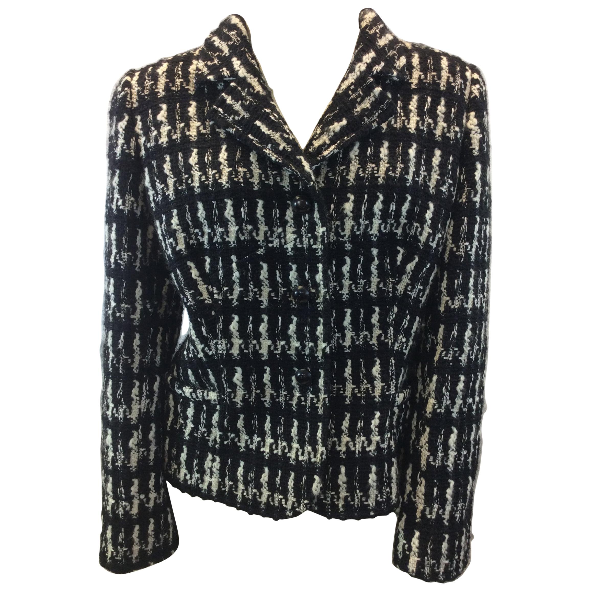 Valentino Black and White Wool Jacket For Sale