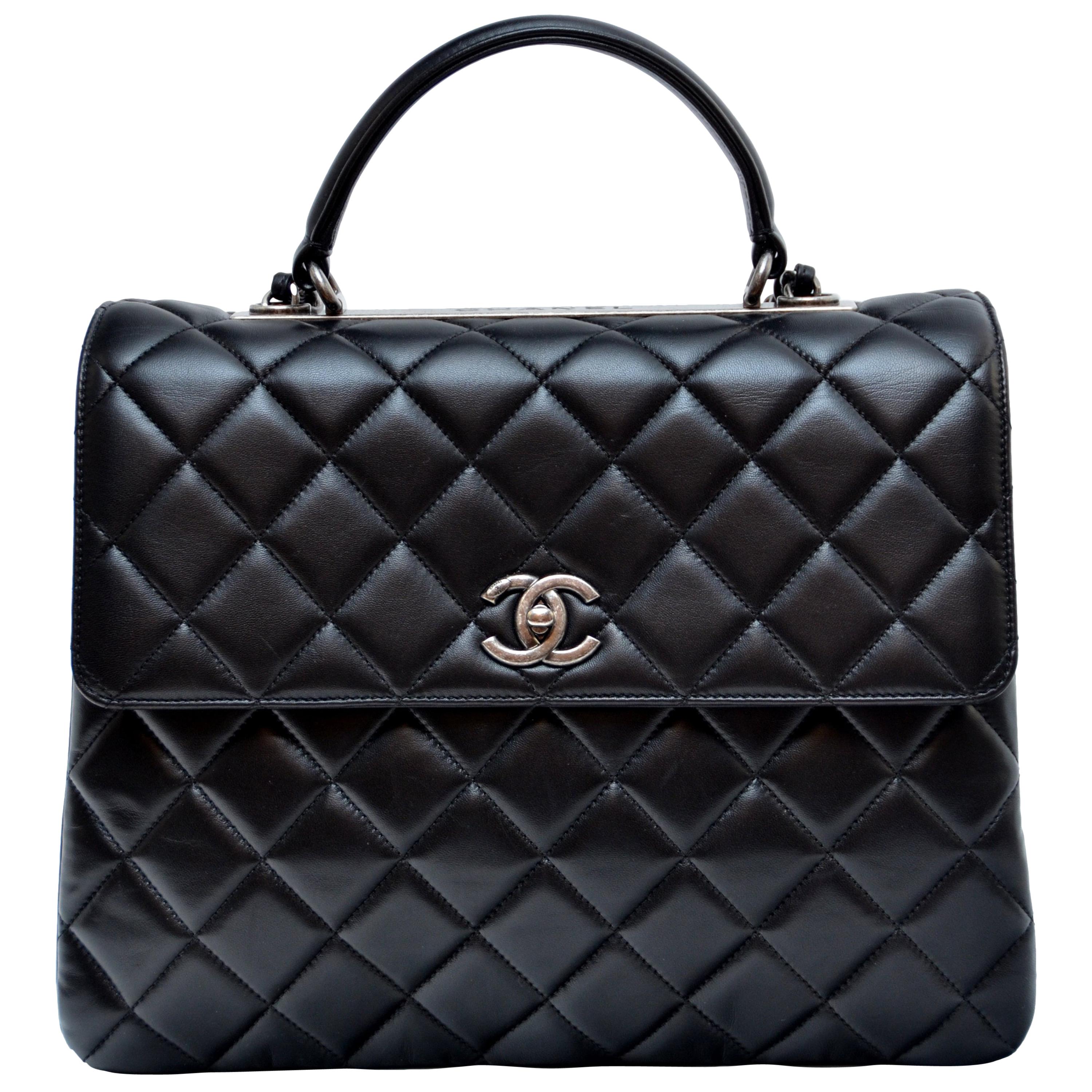 Chanel Black Large Trendy CC Classic Handle Shoulder Flap Tote Bag  