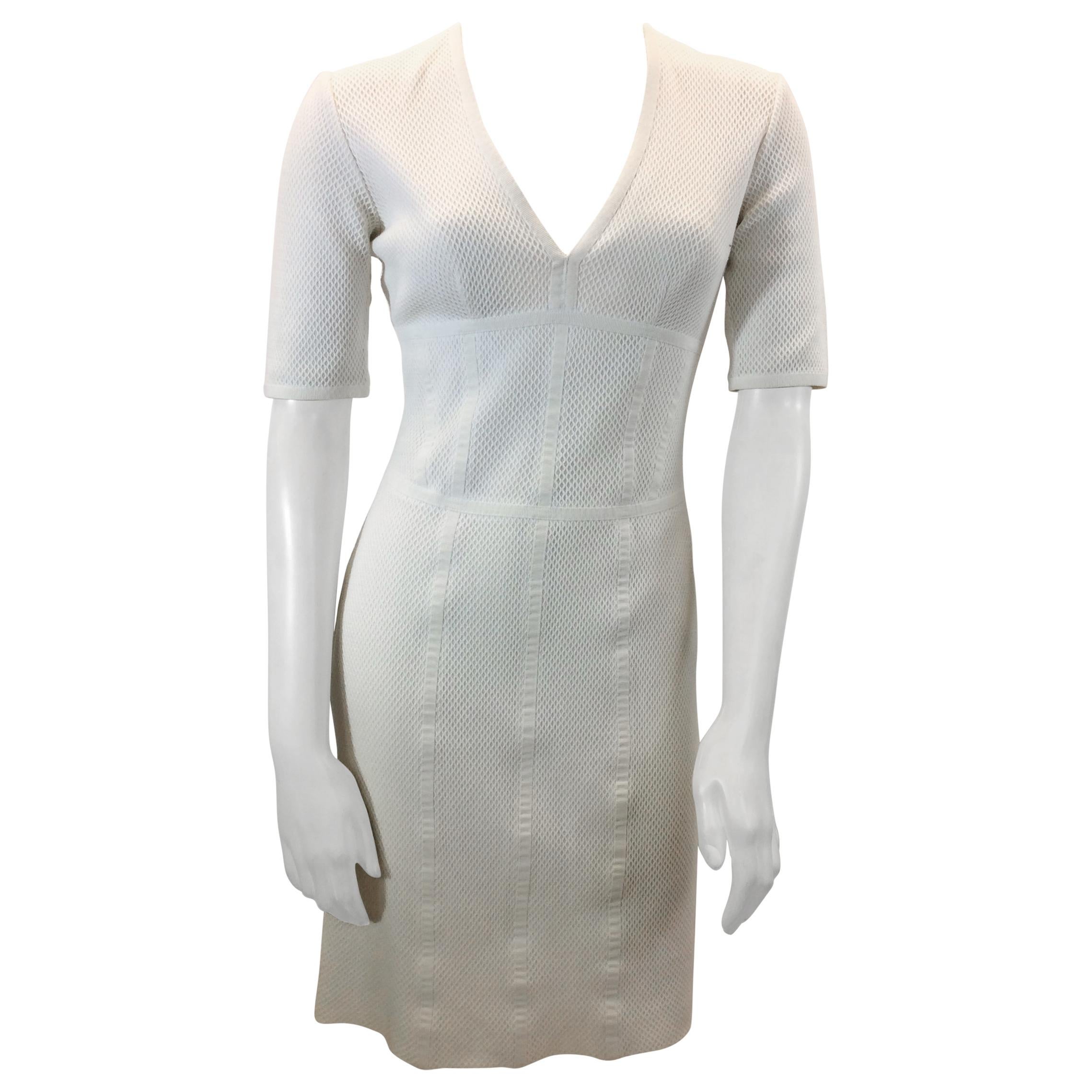 Burberry White Cotton Dress For Sale