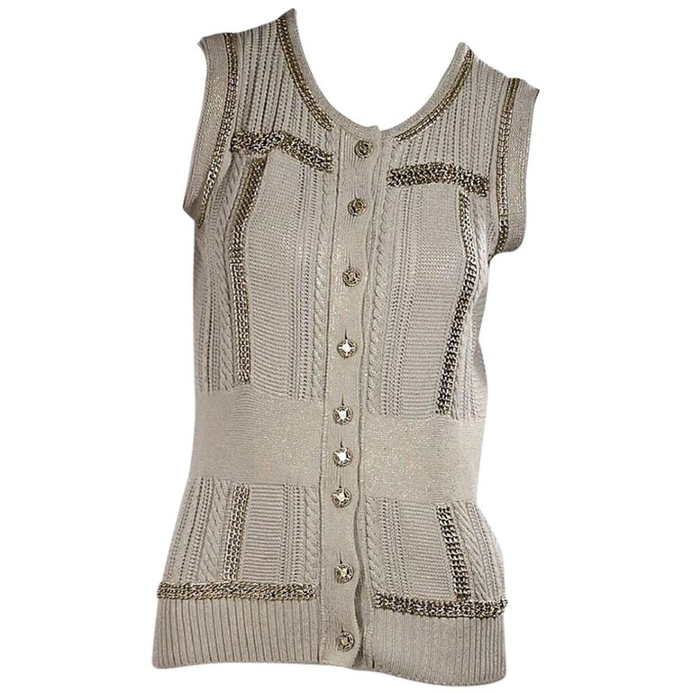 Light Blue Vintage Chanel Knit Vest For Sale at 1stDibs