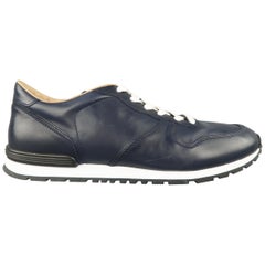 TOD'S Size 12 Navy Leather Trainer Sneakers