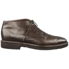 ERMENEGILDO ZEGNA Size 9.5 Dark Brown Leather Rubber Sole Chukka Boots