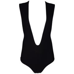 S/S 2000 Yves Saint Laurent by Tom Ford Plunging Black Bodysuit Top