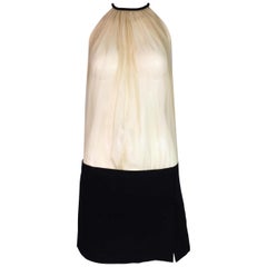 1990
s Dolce 
Gabbana Sheer Nude Silk Top 
Black Micro Mini Skirt