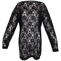 1993 Dolce & Gabbana Sheer Black Lace MOD 60's Style L/S Mini Dress