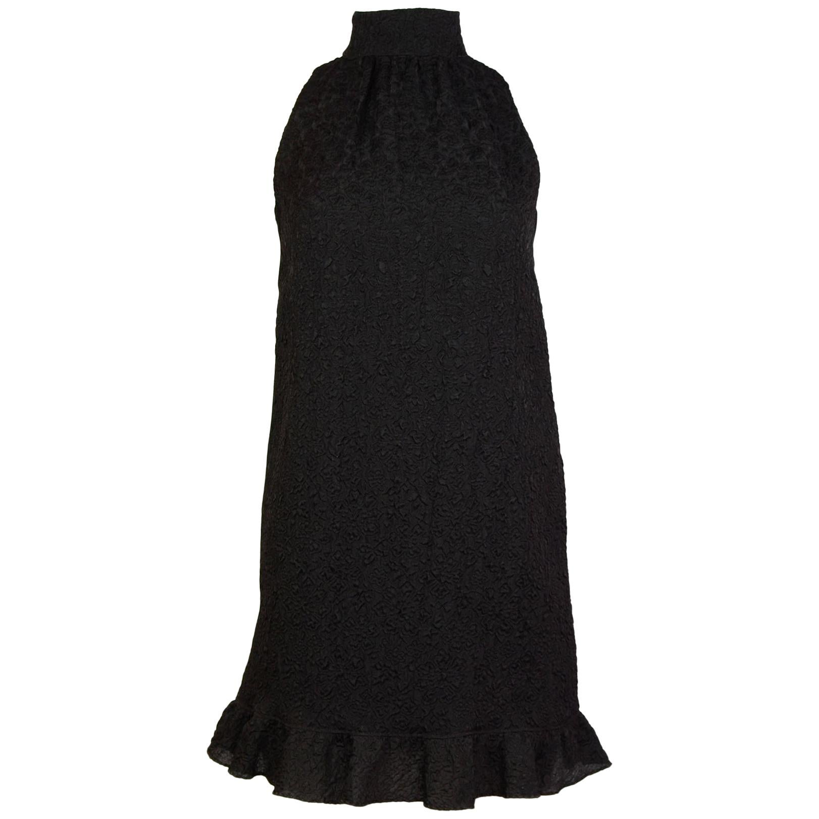 Chanel Sport Black/Brown Textured Silk Trapeze Dress Sz FR34 NWT