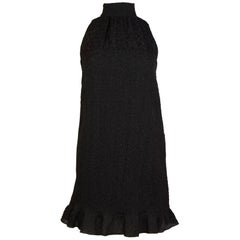 Chanel Sport Black/Brown Textured Silk Trapeze Dress Sz FR34 NWT