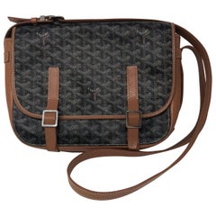 Goyard Belevedere Black/Tan Canvas Cross Body Bag