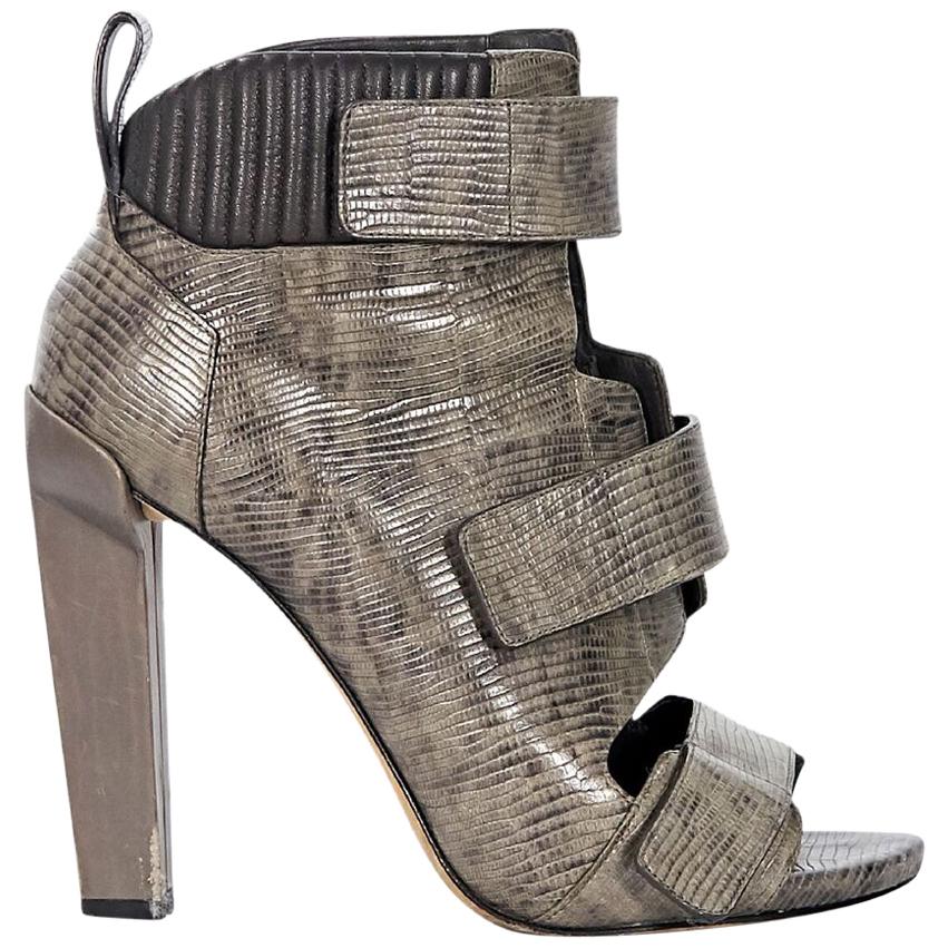 Grey Alexander Wang Embossed Leather Ankle Boots