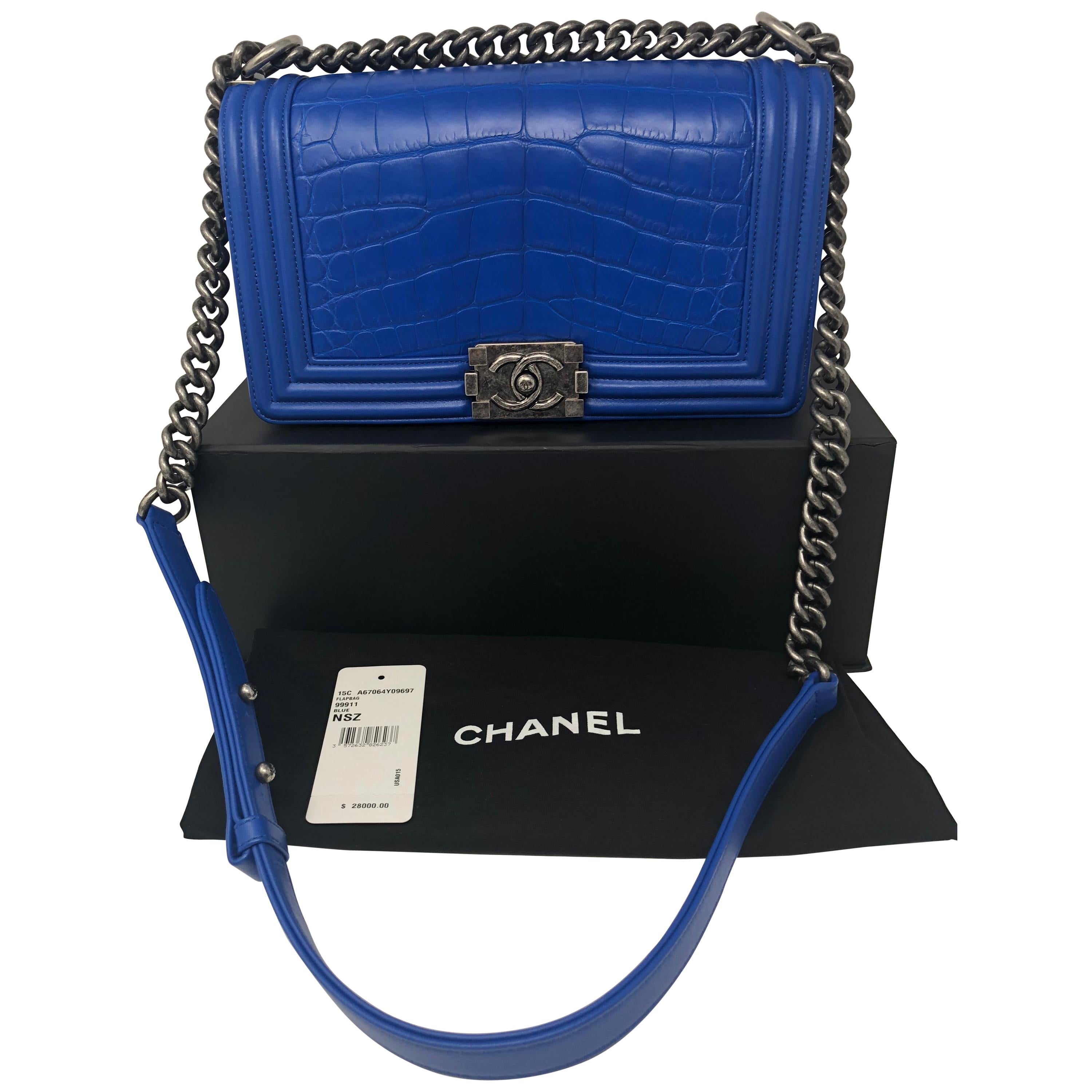 Chanel Blue Alligator Boy Bag