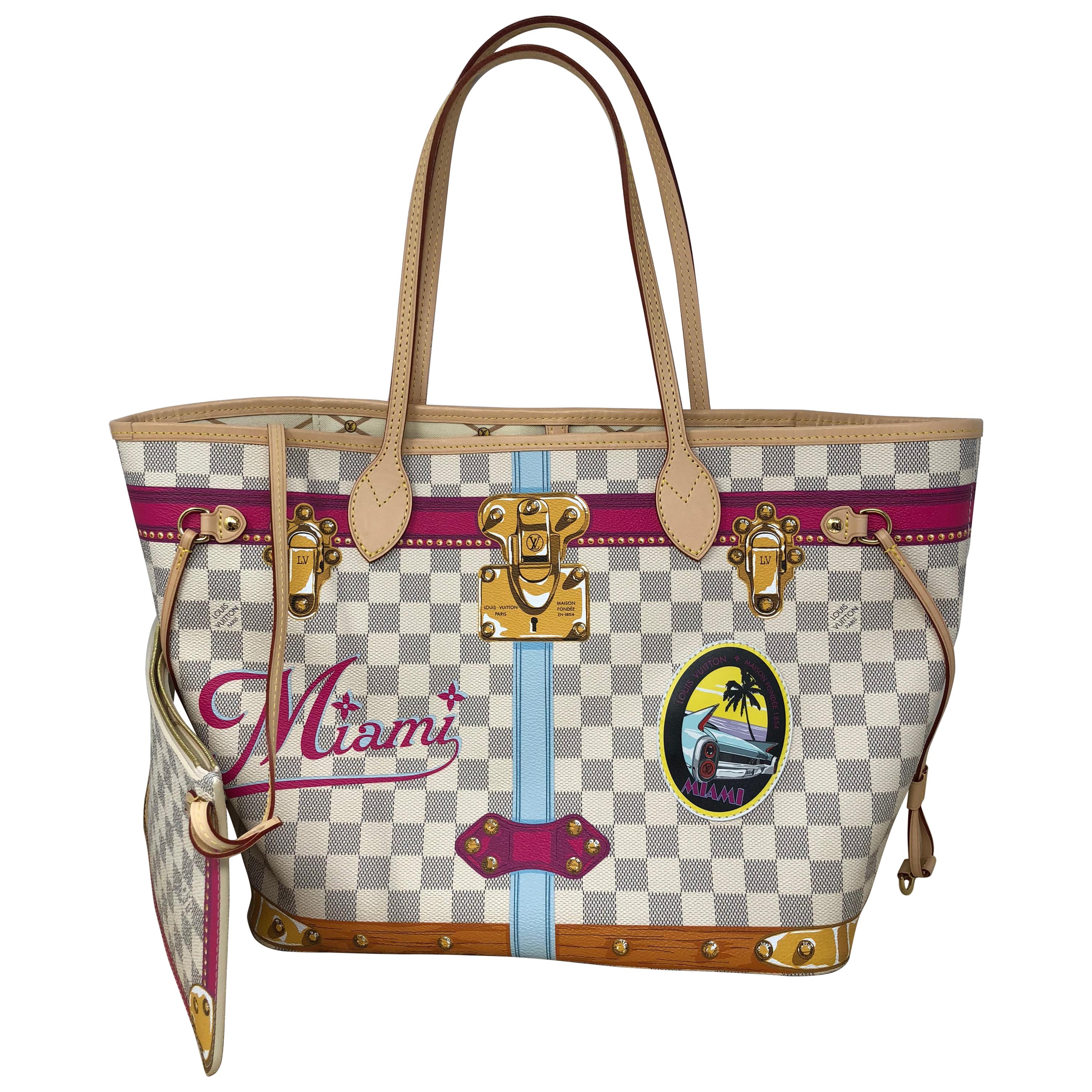 Louis Vuitton Damier Azur St. Tropez Summer Trunk Neverfull MM of Coated  Canvas and Vachetta Leather Trim with Polished Golden Brass Hardware, Handbags and Accessories Online, Ecommerce Retail