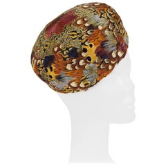 Retro Urbi et Orbi Pheasant Feather Pillbox Hat, 1960s  