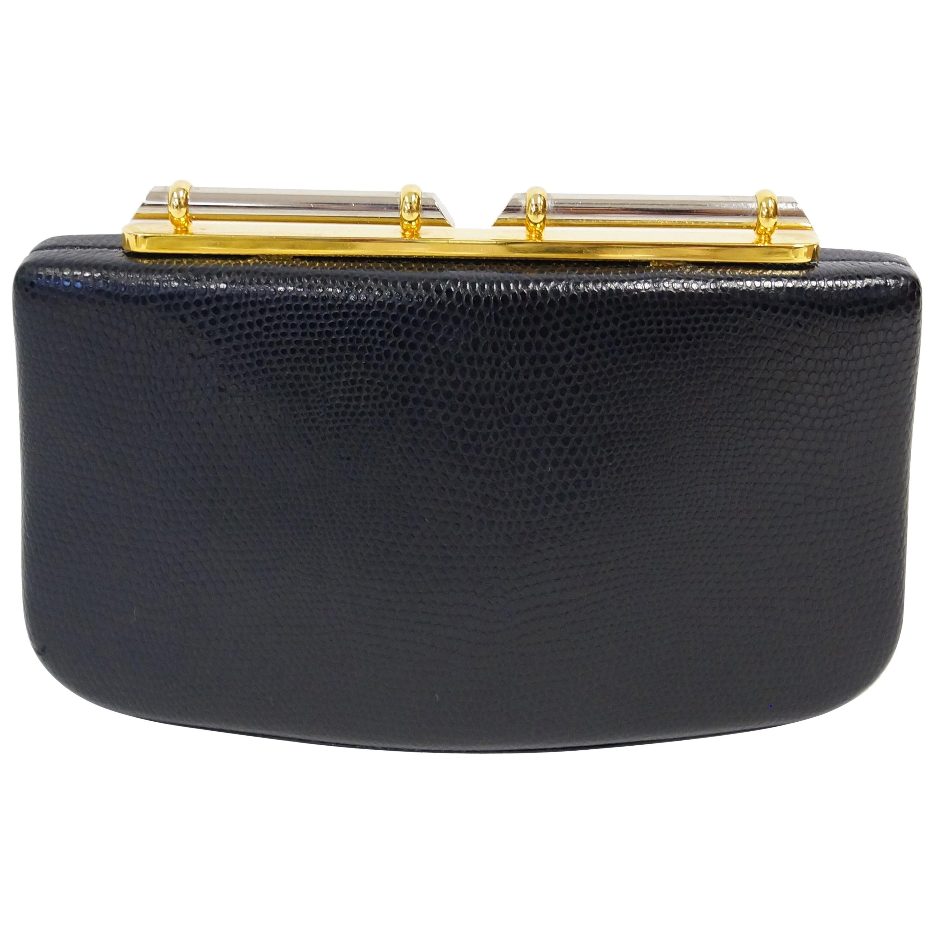 1980s Rodo Embossed Leather Crossbody Clutch