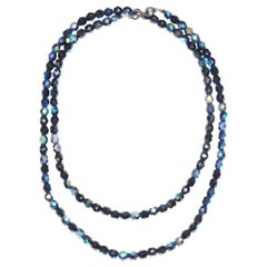 Retro Givenchy Iridescent Glass Bead Opera Length Necklace