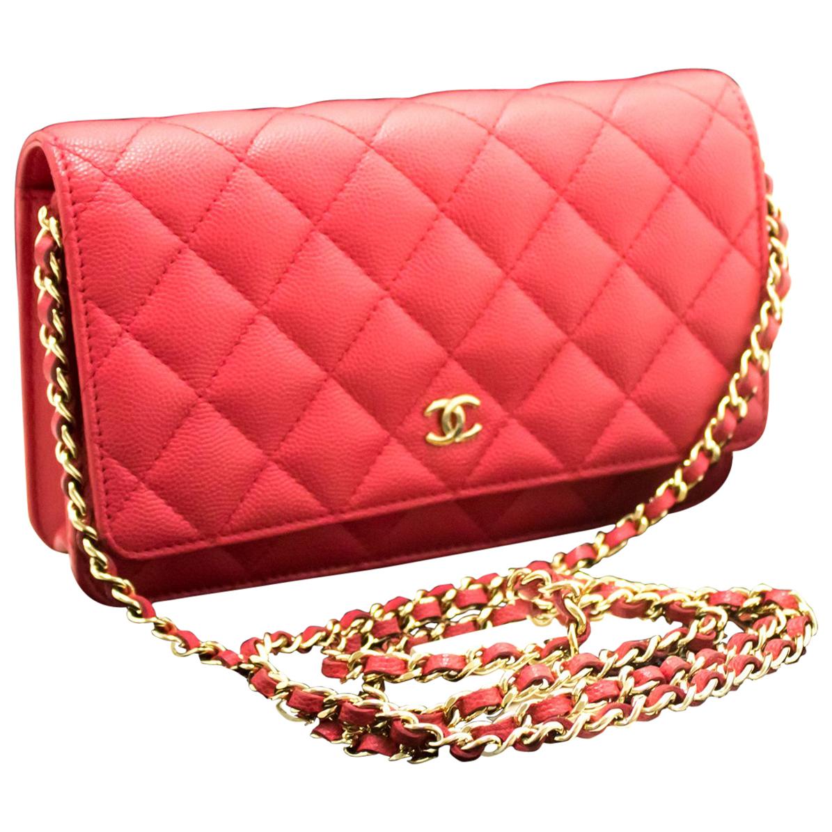 Chanel Caviar Wallet On Chain WOC Pink Crossbody Shoulder Bag 