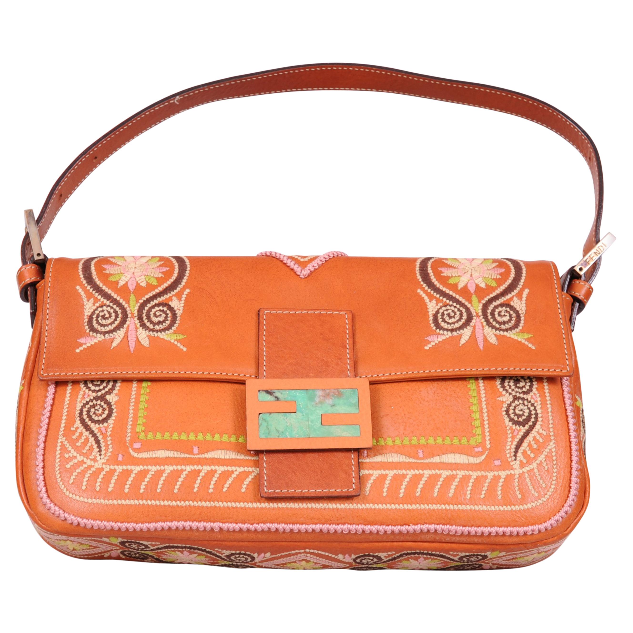 Fendi Baguette with Colorful Embroidery on Leather