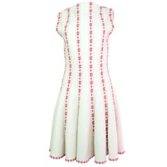 Alaia Cream & Pink Boatneck Fit & Flare Dress Sz FR44