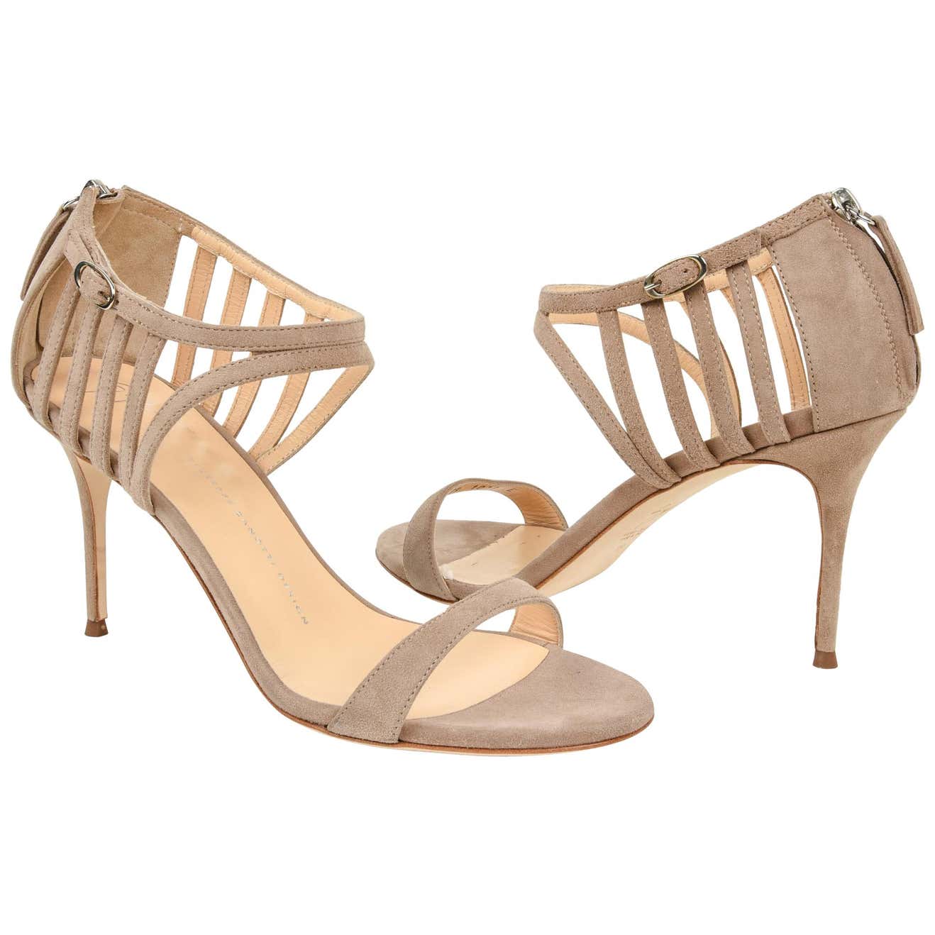 Giuseppe Zanotti Shoe Suede Camel Open Toe 39 / 9 New For Sale at 1stDibs