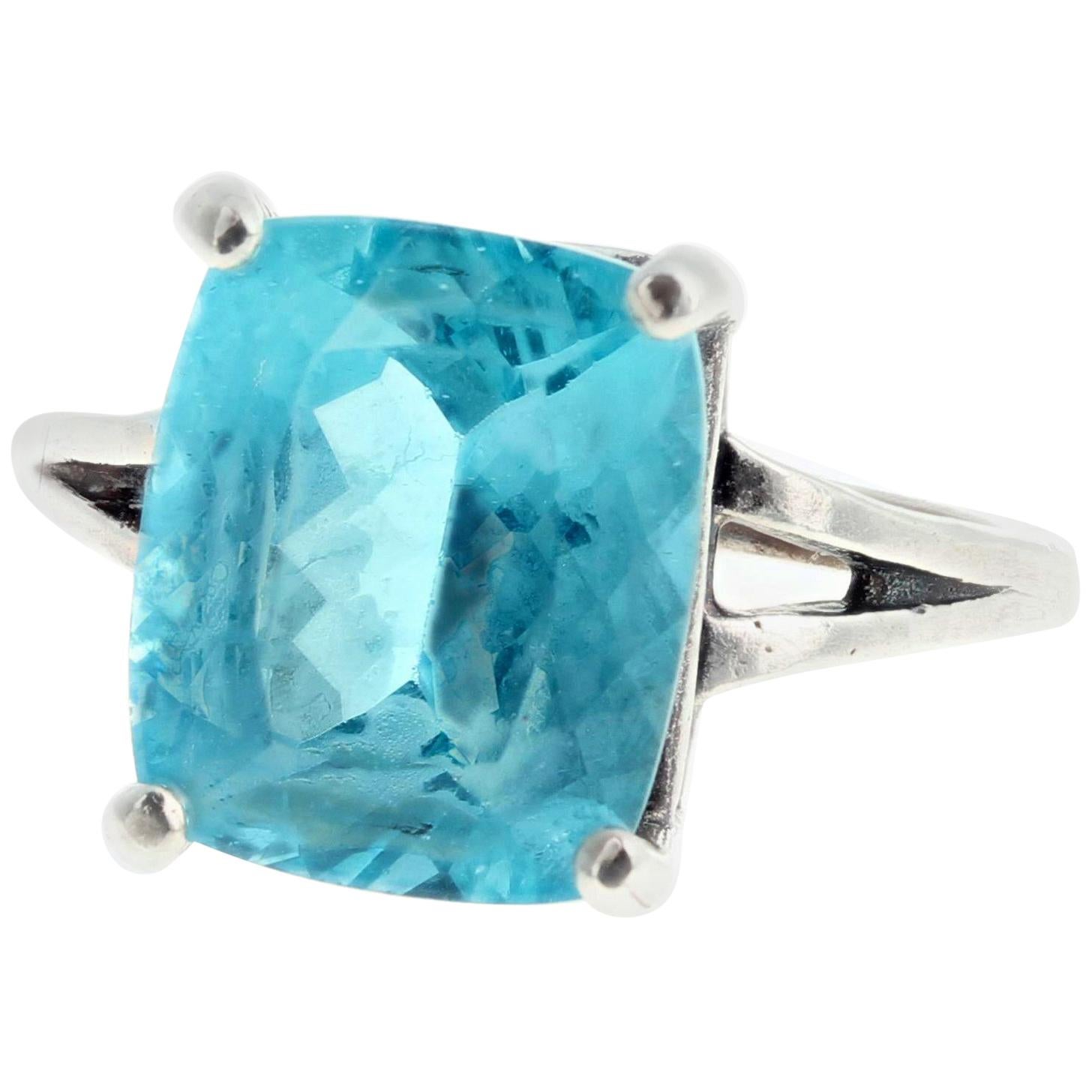 AJD Stunning Rare Cushion Cut 5.4Cts Natural Real Apatite Silver Ring