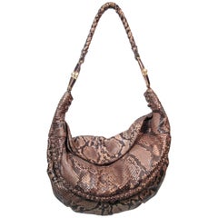 Vintage Valentino Snakeskin Hobo with Gold Hardware & Wood Accents 