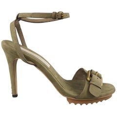 STELLA McCARTNEY Size 6 Green Vegan Suede Buckle Sandals