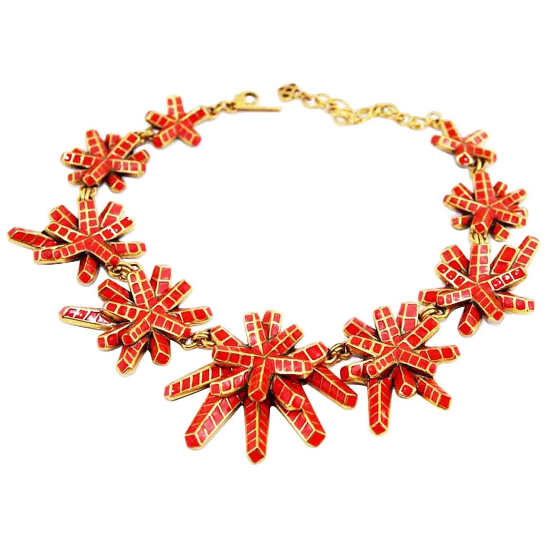 Oscar de la renta Sculptural coral necklace New condition