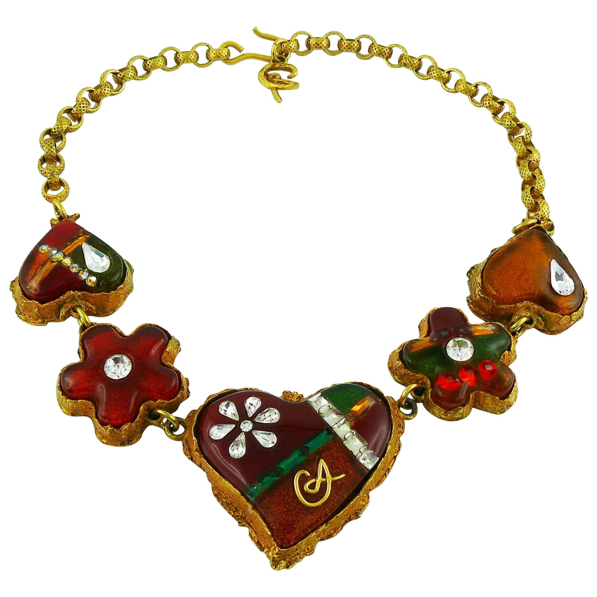 Christian Lacroix Vintage Multicolored Heart Necklace