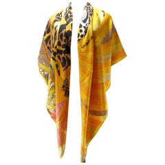 Hermès 140cm 55 "GM Shawl Jaguar Quetzal Cashmere by Alice Shirley / Brand New