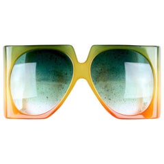 Christian Dior D03 Gradient Green Yellow Orange Oversized Sunglasses, 1970s