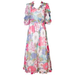 A Vintage 1980s floral print Summer Gown by Donald Campbell 