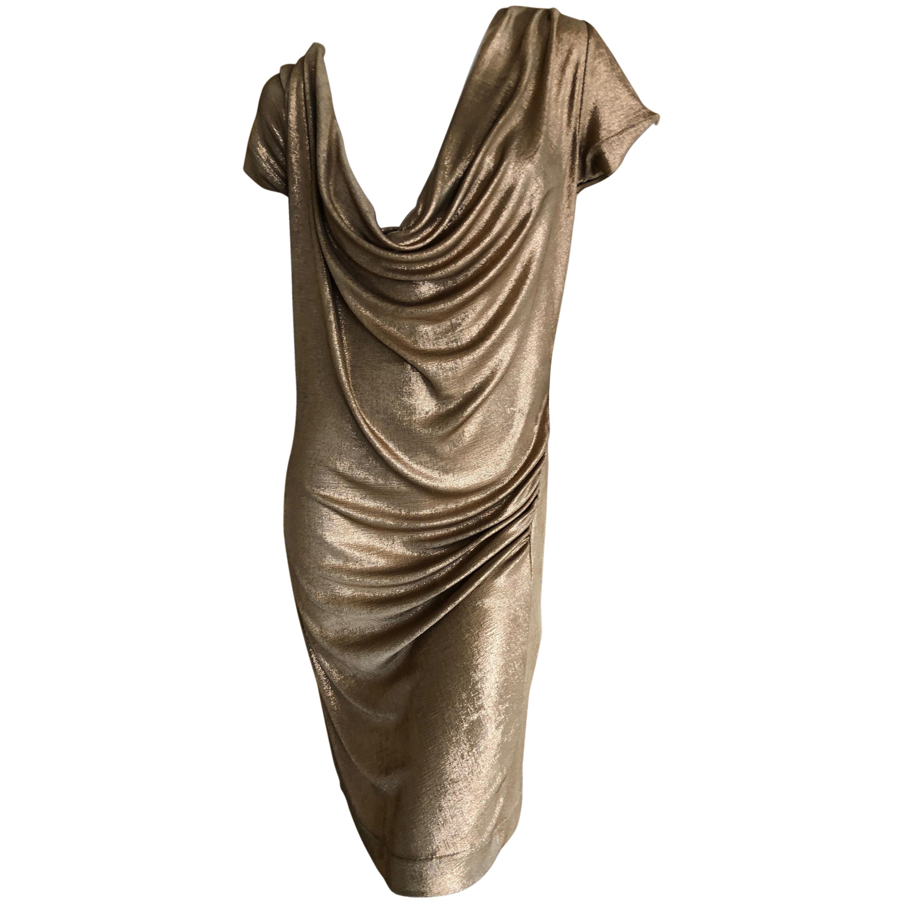 Vivienne Westwood Anglomania Metallic Copper Draped Dress Size L at 1stDibs