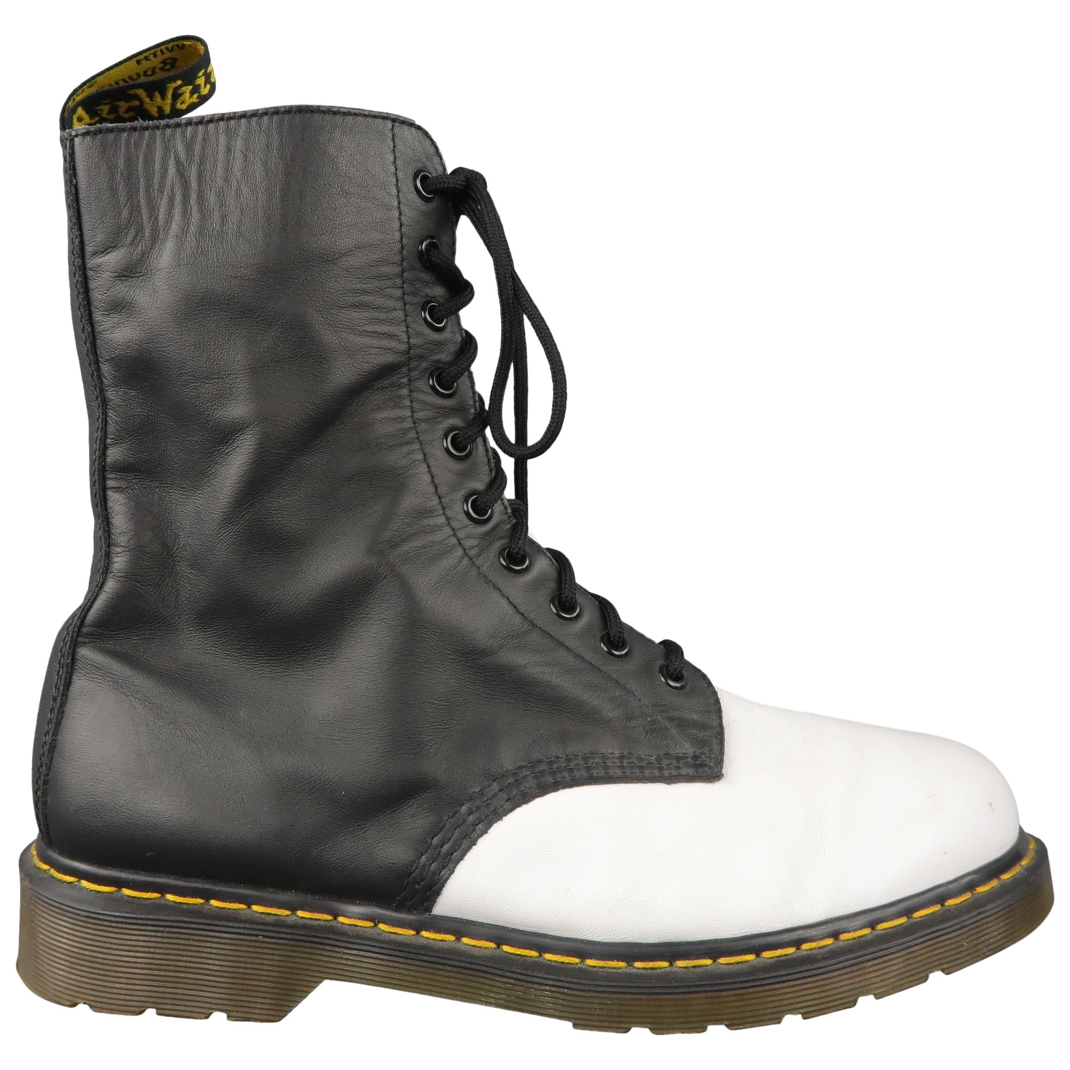 Yohji Yamamoto For Dr. Martens Black and White Two Toned Leather Boots