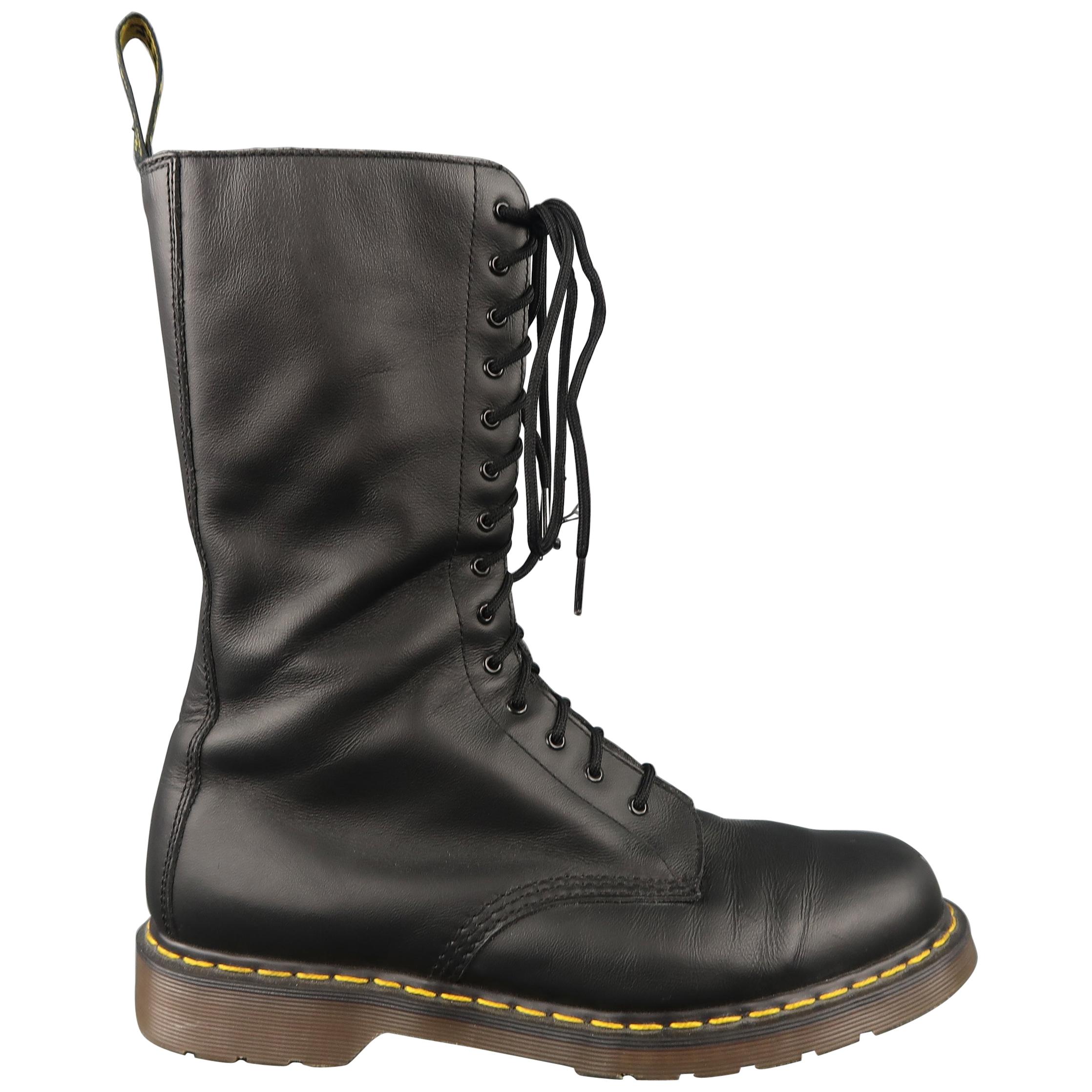 YOHJI YAMAMOTO Size 11 Black Matte Leather Calf High Boots
