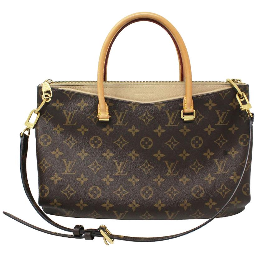 Authentic Louis Vuitton Pallas Monogram Beige Handbag Purse For Sale