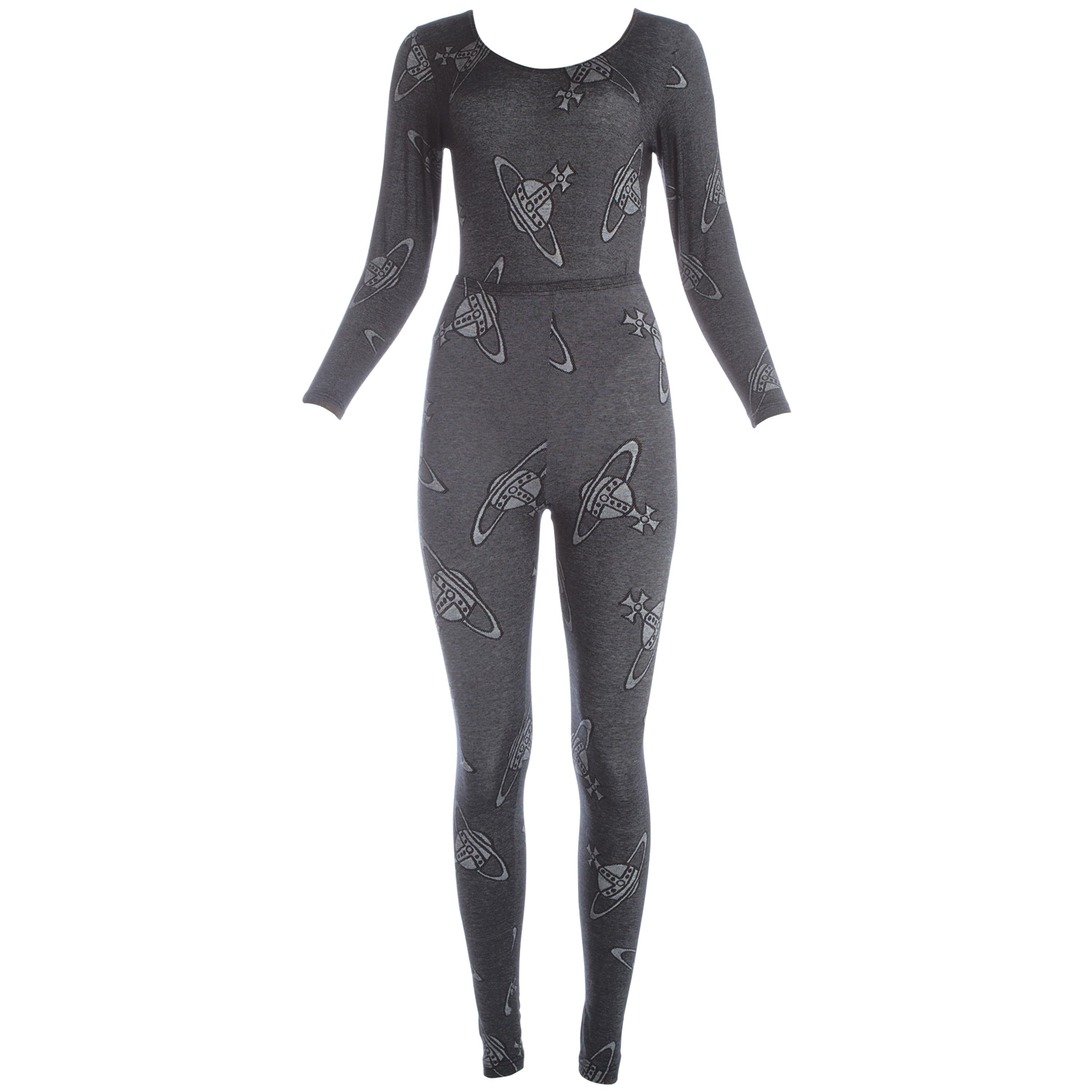 Vivienne Westwood Bodysuit and leggings ensemble with Orb print, ca. 1990-92