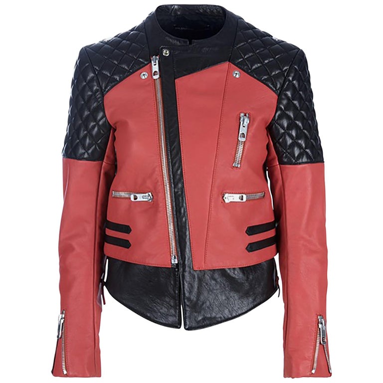 Balenciaga Black and Rust Leather Biker Jacket sz S For Sale at 1stDibs |  balenciaga pink leather jacket