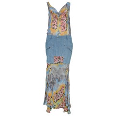 Vintage John Galliano for Christian Dior Chiffon & Denim Graffiti Gown