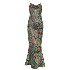 Vintage John Galliano Paisley Silk Belted Gown