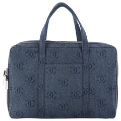 Chanel Vintage CC Weekender Bag Printed Denim Large