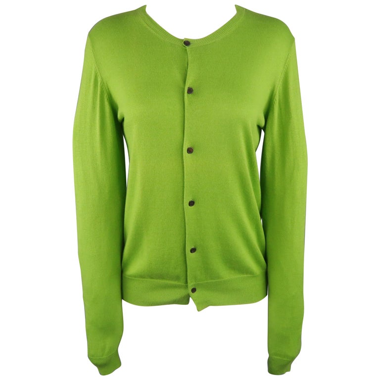 Y's by YOHJI YAMAMOTO Size M Green Cotton Blend Back Panel Cardigan at ...